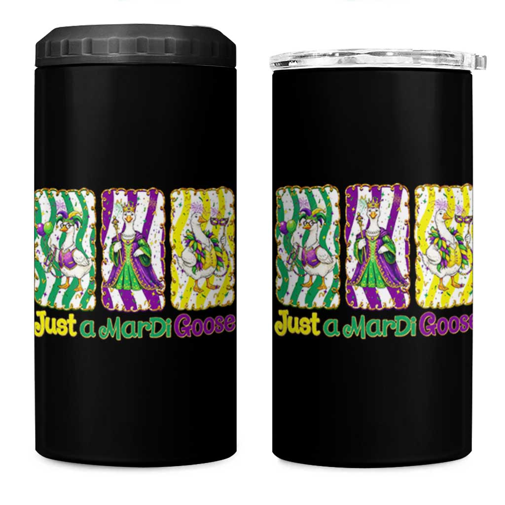 Mardi Gras Goose 4 in 1 Can Cooler Tumbler Just A Mardi Goose