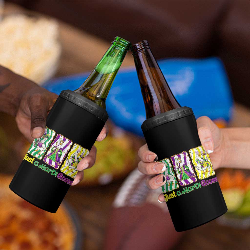 Mardi Gras Goose 4 in 1 Can Cooler Tumbler Just A Mardi Goose