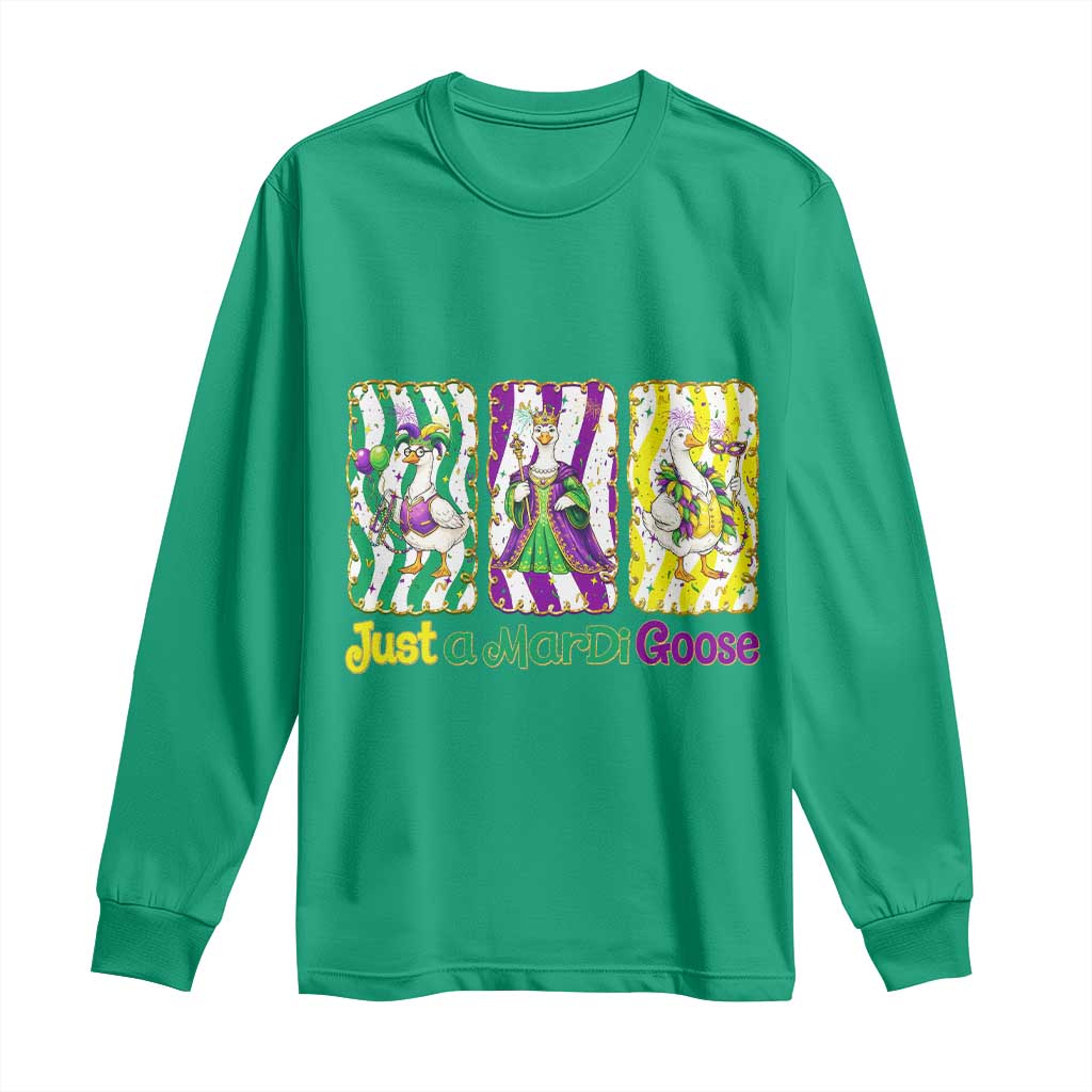 Mardi Gras Goose Long Sleeve Shirt Just A Mardi Goose
