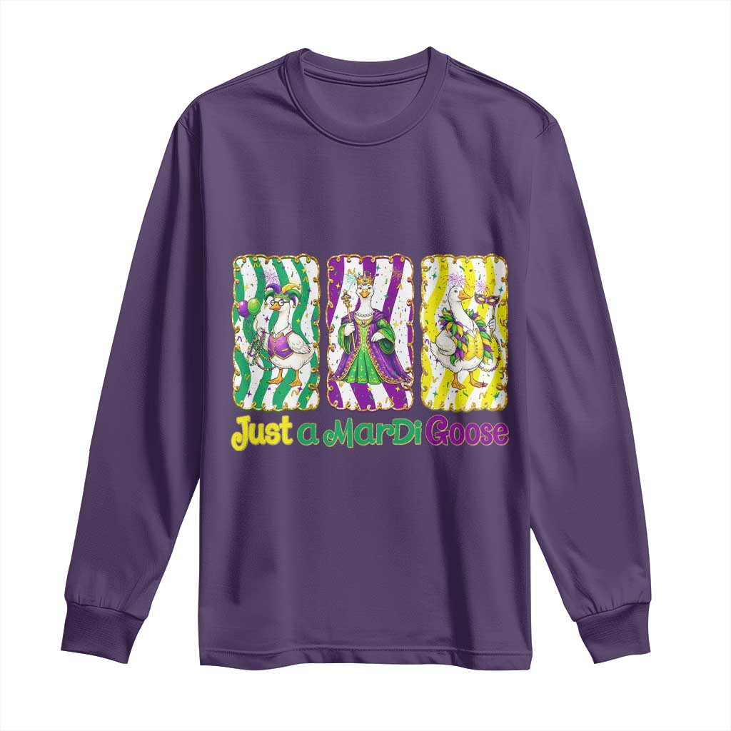 Mardi Gras Goose Long Sleeve Shirt Just A Mardi Goose