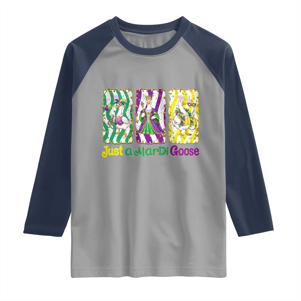 Mardi Gras Goose Raglan Shirt Just A Mardi Goose