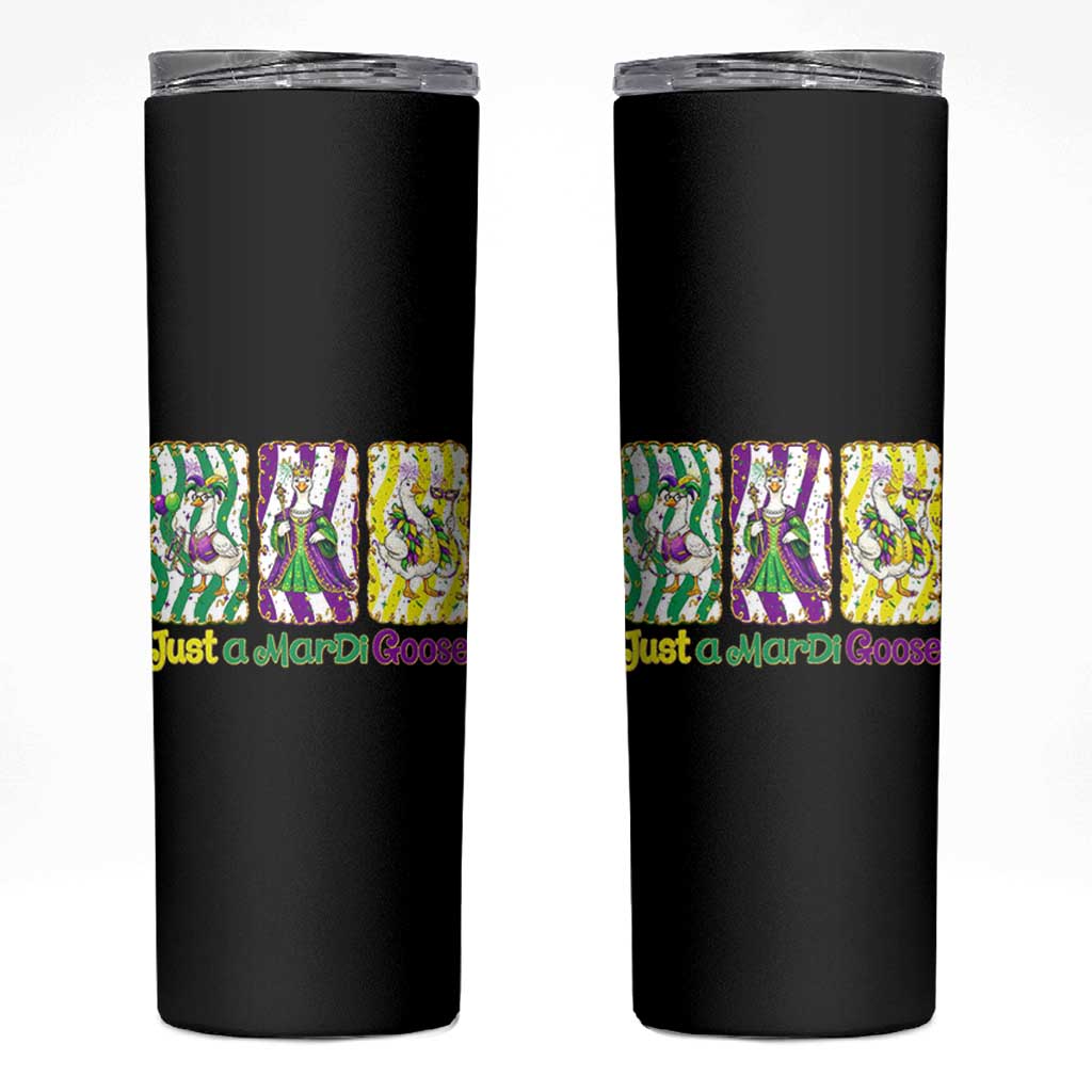 Mardi Gras Goose Skinny Tumbler Just A Mardi Goose
