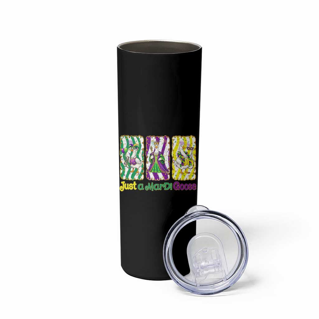 Mardi Gras Goose Skinny Tumbler Just A Mardi Goose