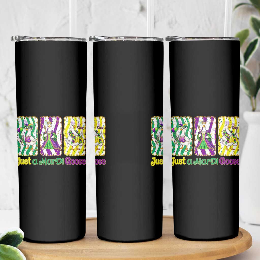 Mardi Gras Goose Skinny Tumbler Just A Mardi Goose