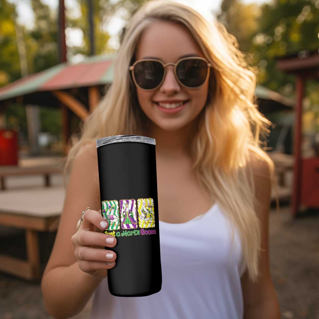 Mardi Gras Goose Skinny Tumbler Just A Mardi Goose