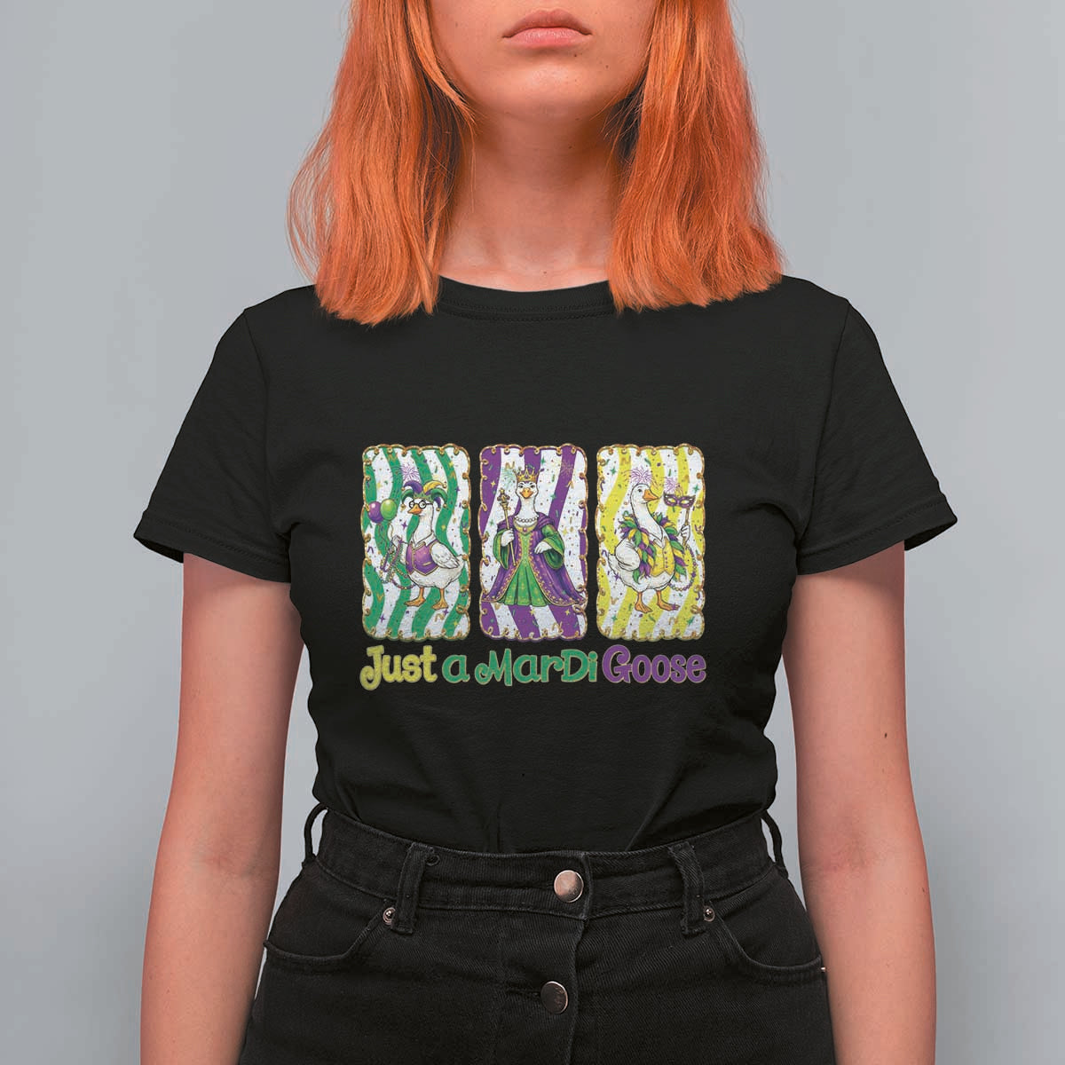 Mardi Gras Goose T Shirt For Women Just A Mardi Goose
