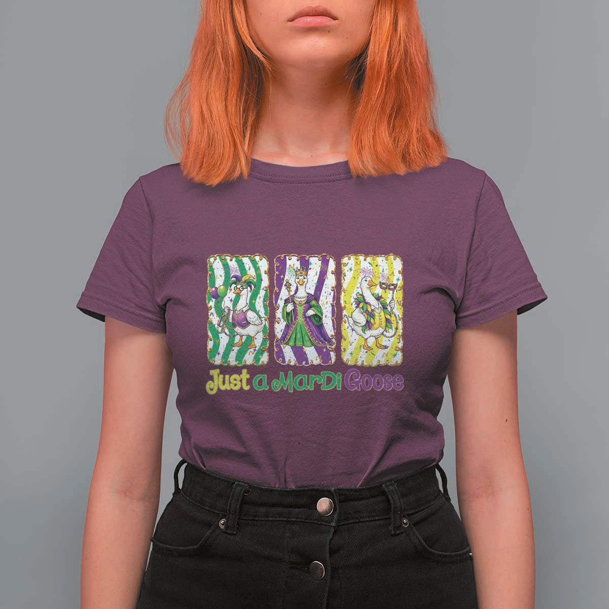 Mardi Gras Goose T Shirt For Women Just A Mardi Goose