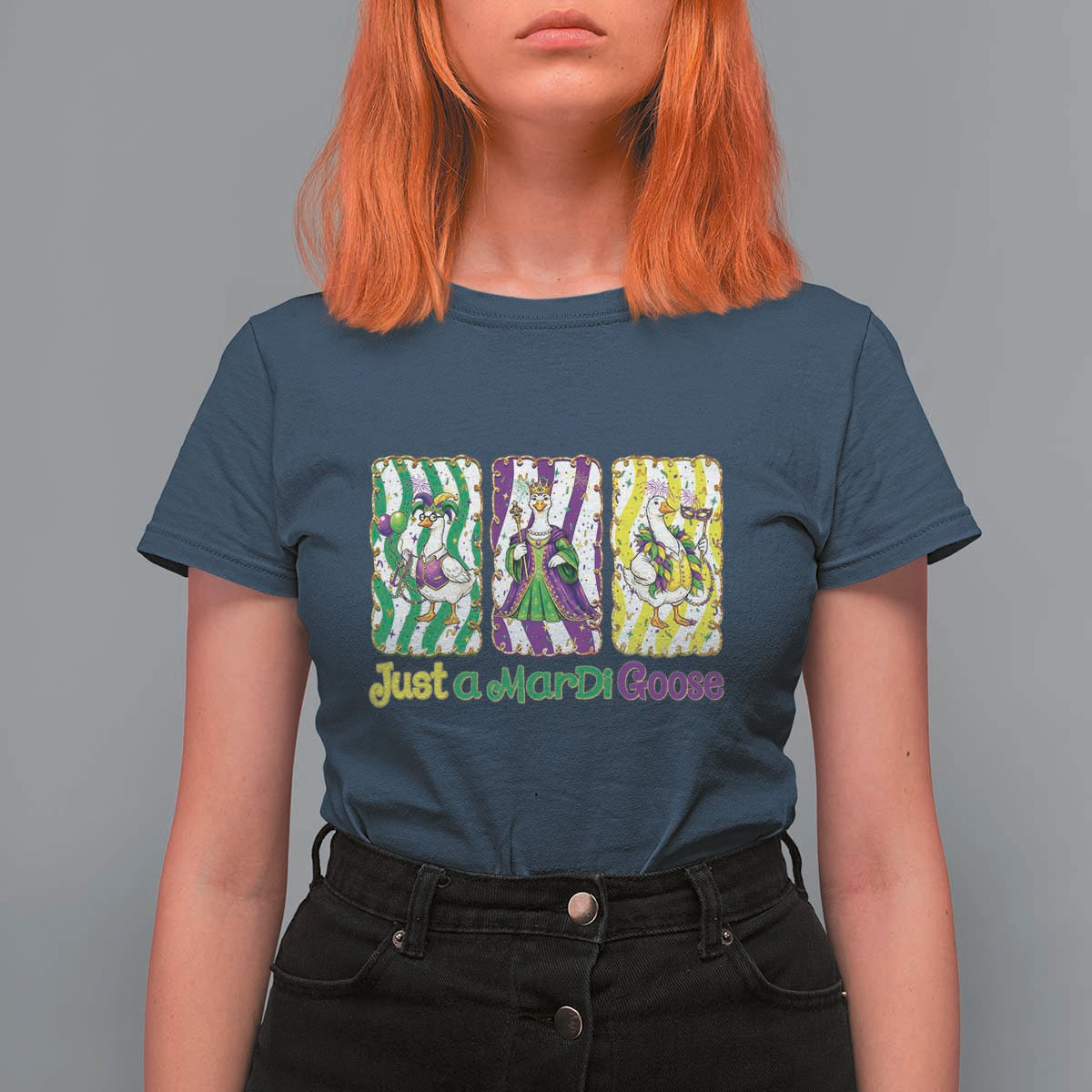 Mardi Gras Goose T Shirt For Women Just A Mardi Goose
