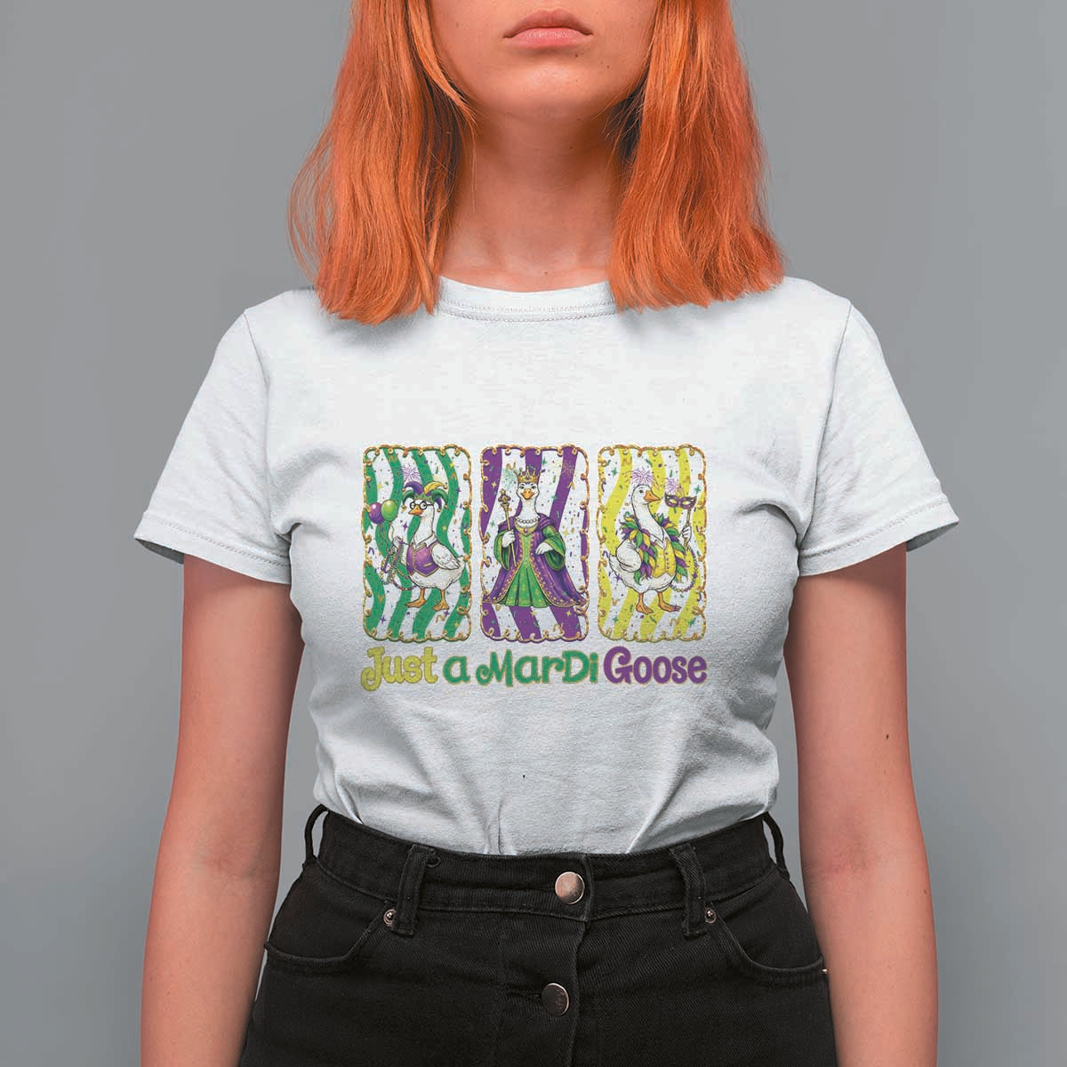 Mardi Gras Goose T Shirt For Women Just A Mardi Goose