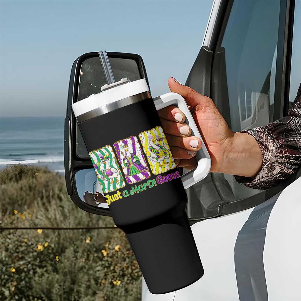 Mardi Gras Goose Tumbler With Handle Just A Mardi Goose