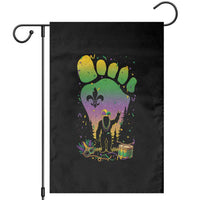 Mardi Gras Bigfoot Garden Flag Sasquatch Forest Footprint Carnival Party