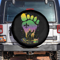 Mardi Gras Bigfoot Spare Tire Cover Sasquatch Forest Footprint Carnival Party