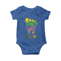 Mardi Gras Bigfoot Baby Onesie Sasquatch Forest Footprint Carnival Party