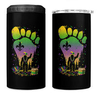 Mardi Gras Bigfoot 4 in 1 Can Cooler Tumbler Sasquatch Forest Footprint Carnival Party