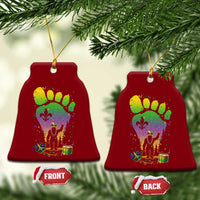 Mardi Gras Bigfoot Ceramic Ornament Sasquatch Forest Footprint Carnival Party