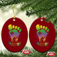Mardi Gras Bigfoot Ceramic Ornament Sasquatch Forest Footprint Carnival Party