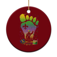 Mardi Gras Bigfoot Ceramic Ornament Sasquatch Forest Footprint Carnival Party