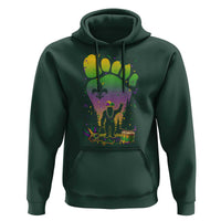 Mardi Gras Bigfoot Hoodie Sasquatch Forest Footprint Carnival Party