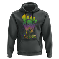 Mardi Gras Bigfoot Hoodie Sasquatch Forest Footprint Carnival Party