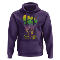 Mardi Gras Bigfoot Hoodie Sasquatch Forest Footprint Carnival Party