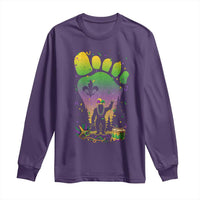 Mardi Gras Bigfoot Long Sleeve Shirt Sasquatch Forest Footprint Carnival Party