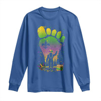 Mardi Gras Bigfoot Long Sleeve Shirt Sasquatch Forest Footprint Carnival Party