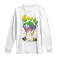 Mardi Gras Bigfoot Long Sleeve Shirt Sasquatch Forest Footprint Carnival Party