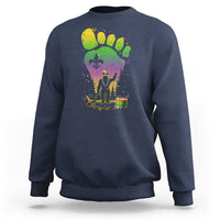 Mardi Gras Bigfoot Sweatshirt Sasquatch Forest Footprint Carnival Party