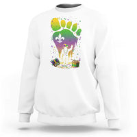 Mardi Gras Bigfoot Sweatshirt Sasquatch Forest Footprint Carnival Party