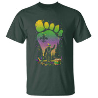 Mardi Gras Bigfoot T Shirt Sasquatch Forest Footprint Carnival Party