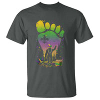 Mardi Gras Bigfoot T Shirt Sasquatch Forest Footprint Carnival Party