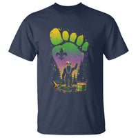 Mardi Gras Bigfoot T Shirt Sasquatch Forest Footprint Carnival Party