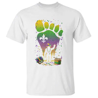 Mardi Gras Bigfoot T Shirt Sasquatch Forest Footprint Carnival Party