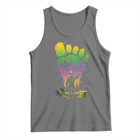 Mardi Gras Bigfoot Tank Top Sasquatch Forest Footprint Carnival Party