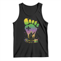 Mardi Gras Bigfoot Tank Top Sasquatch Forest Footprint Carnival Party