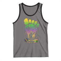 Mardi Gras Bigfoot Tank Top Sasquatch Forest Footprint Carnival Party
