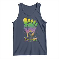 Mardi Gras Bigfoot Tank Top Sasquatch Forest Footprint Carnival Party