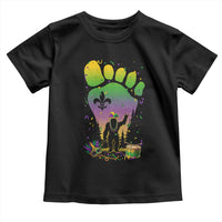 Mardi Gras Bigfoot Toddler T Shirt Sasquatch Forest Footprint Carnival Party