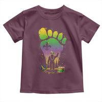 Mardi Gras Bigfoot Toddler T Shirt Sasquatch Forest Footprint Carnival Party