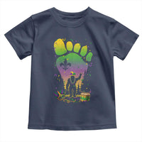Mardi Gras Bigfoot Toddler T Shirt Sasquatch Forest Footprint Carnival Party