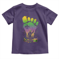 Mardi Gras Bigfoot Toddler T Shirt Sasquatch Forest Footprint Carnival Party