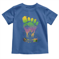 Mardi Gras Bigfoot Toddler T Shirt Sasquatch Forest Footprint Carnival Party