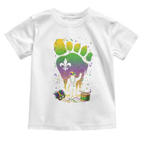 Mardi Gras Bigfoot Toddler T Shirt Sasquatch Forest Footprint Carnival Party