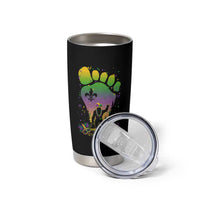 Mardi Gras Bigfoot Tumbler Cup Sasquatch Forest Footprint Carnival Party