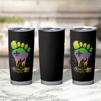 Mardi Gras Bigfoot Tumbler Cup Sasquatch Forest Footprint Carnival Party