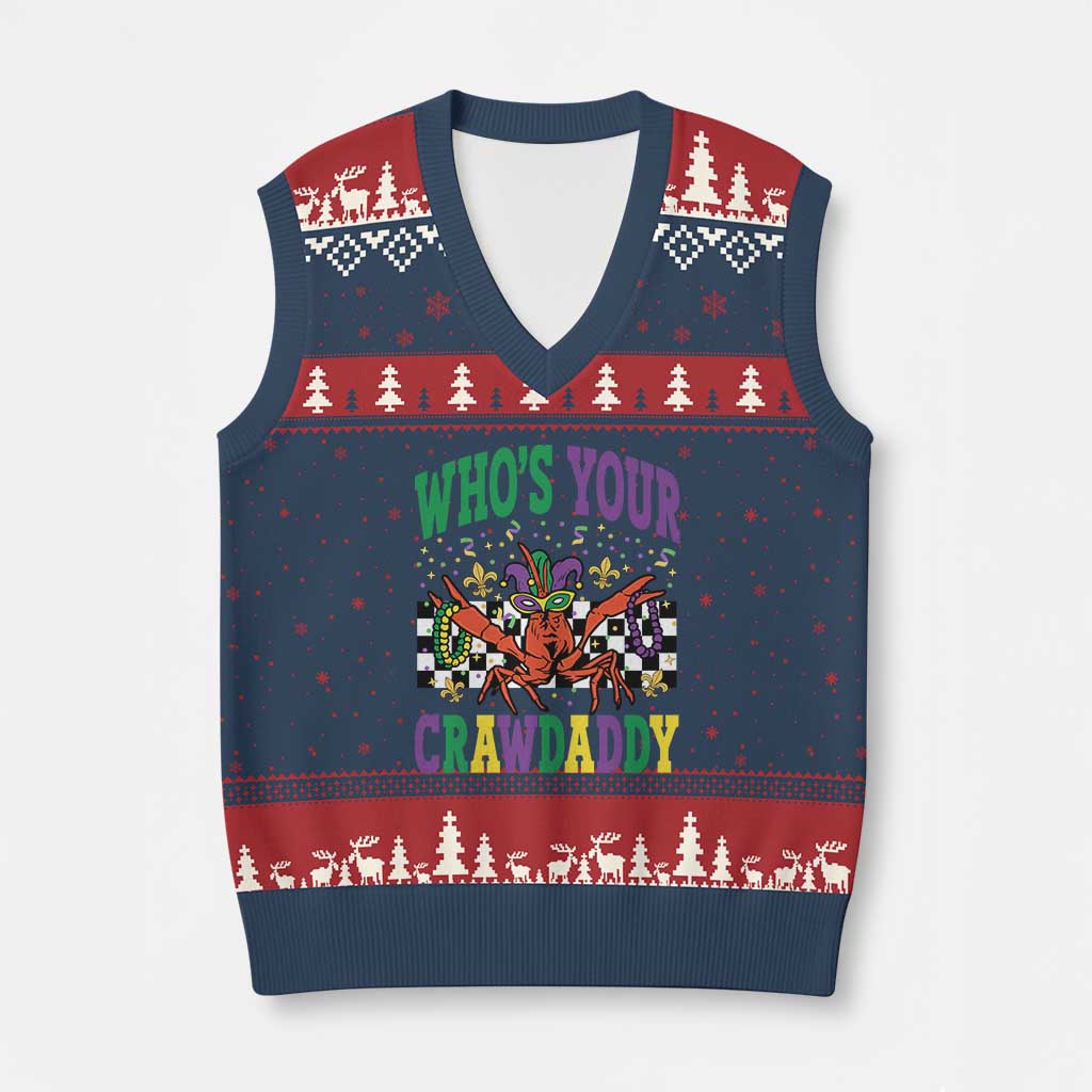 Mardi Gras Crawfish V-Neck Knit Sweater Vest Who Is Your Crawdaddy