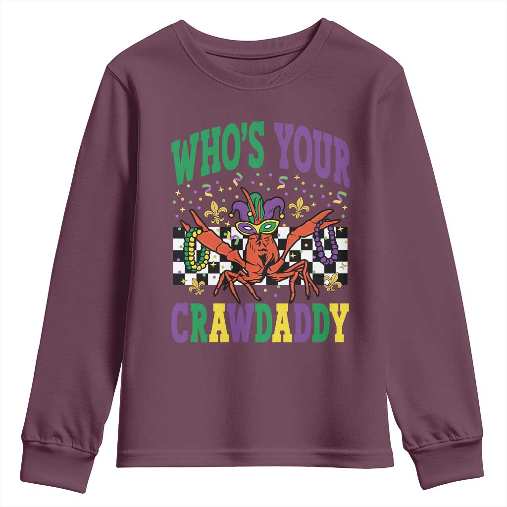 Mardi Gras Crawfish Youth Sweatshirt Who Is Your Crawdaddy