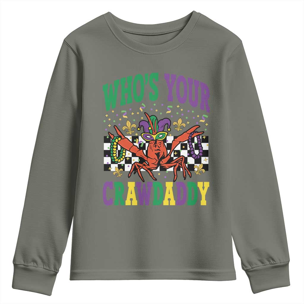 Mardi Gras Crawfish Youth Sweatshirt Who Is Your Crawdaddy