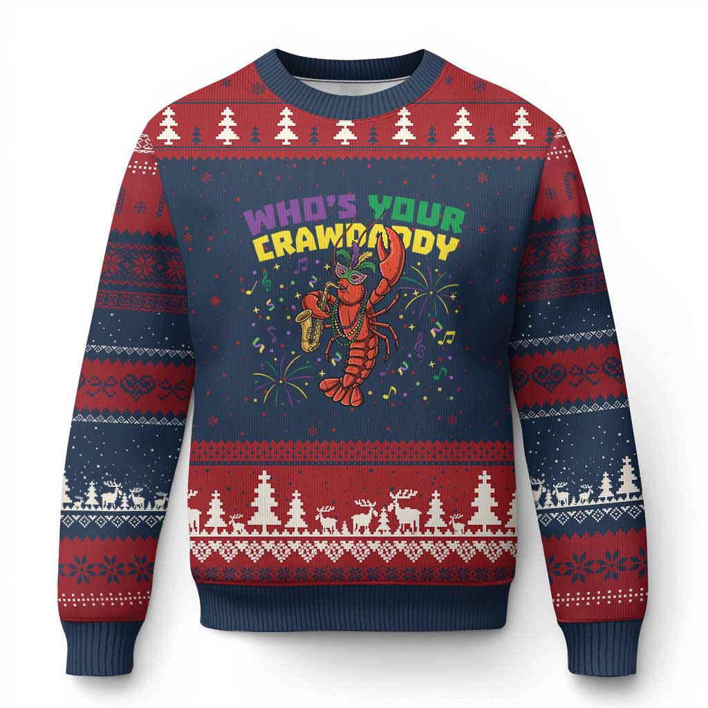 Mardi Gras Crawfish Ugly Christmas Sweater Who Is Your Crawdaddy Carnival Party