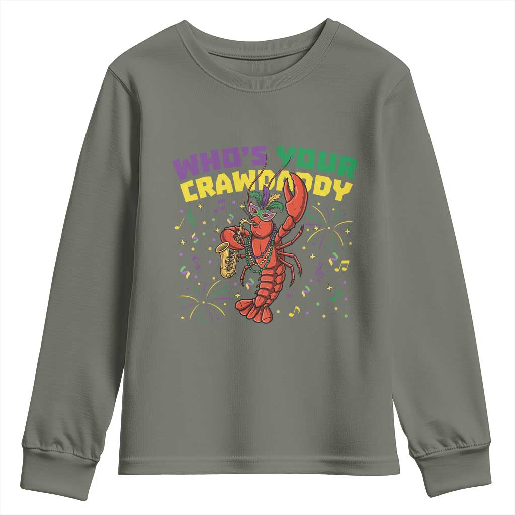 Mardi Gras Crawfish Youth Sweatshirt Who Is Your Crawdaddy Carnival Party